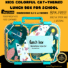 Adorable Cat-Themed Kids Lunch Box for School – BPA-Free, 2-Section Food Container with Built-In Spoon | Transparent & Durable Design