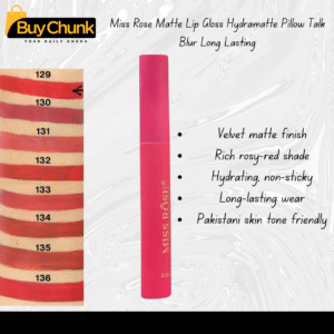 Miss Rose matte lip gloss hydramatte long-lasting rosy-red shade for Pakistani skin tones