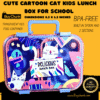 Cute Cartoon Cat Kids Lunch Box for School – BPA-Free, 2-Section Food Container with Built-In Spoon | Transparent & Durable Kids Meal Box