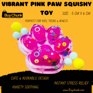 Vibrant Pink Paw Squishy Toy | Sparkly & Full of Magical Joy for Stress-Free Fun | Size - 5cm X 6cm