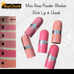 Miss Rose Powder Blusher Stick for lips and cheeks in pink and peach shades