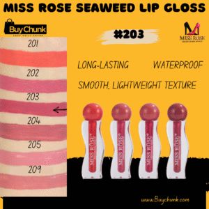 Miss Rose Seaweed Lip Gloss – Shade 203 | Long-lasting & Waterproof front view long-lasting waterproof formula