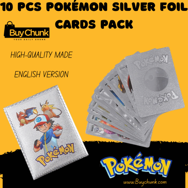 10 PCS POKEMON SILVER FOIL CARDS PACK