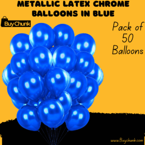 Metallic Latex Chrome Balloons in Blue Pack of 50 | Sparkling, Bold & Perfect for Vibrant Party Decor