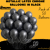 Metallic Latex Chrome Balloons in Black Pack of 50 | Sleek, Shiny & Perfect for Glamorous Party Decor