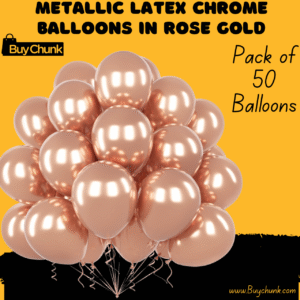 Metallic Latex Chrome Balloons in Rose Gold Pack of 50 | Elegant, Shimmering & Perfect for Romantic & Glamorous Events