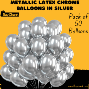 Metallic Latex Chrome Balloons in Silver Pack of 50 | Sleek, Shiny & Perfect for Elegant Party Decor