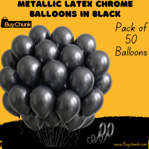 Metallic Latex Chrome Balloons in Black Pack of 50 | Sleek, Shiny & Perfect for Glamorous Party Decor