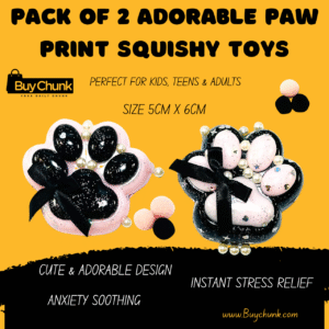 Pack of 2 Adorable Paw Print Squishy Toys | Cute, Sparkly & Perfect for Stress Relief & Joyful Play | Size - 5cm X 6cm