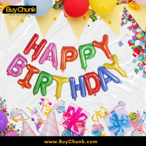 bright multicolour happy birthday foil balloon banner for celebrations
