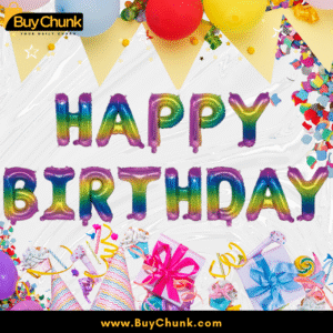 Shiny rainbow foil Happy Birthday balloons for Pakistani birthday décor
