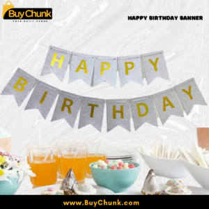 Elegant glitter birthday banner for indoor or outdoor celebrations.