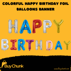 vibrant metallic happy birthday foil balloons banner for party decoration