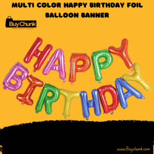 colourful foil balloons spelling happy birthday for party décor