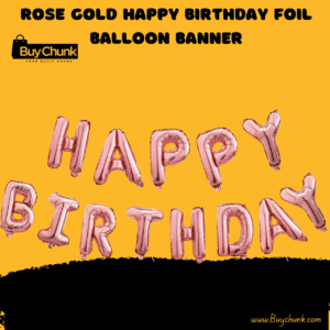 elegant rose gold foil happy birthday balloon banner for party décor