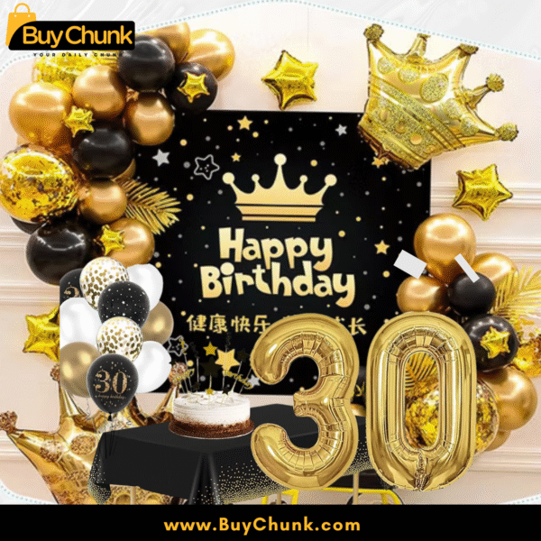 Golden Crown Birthday  Party Theme Set | Premium Golden Royal Balloon Arch Kit - Image 2