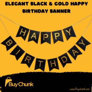 Elegant Black & Gold Happy Birthday Banner | Luxe, Sophisticated & Perfect for Modern Celebrations