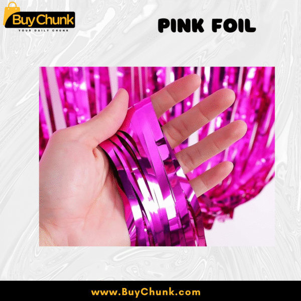 Pink Foil Fringe Curtain | Shimmering