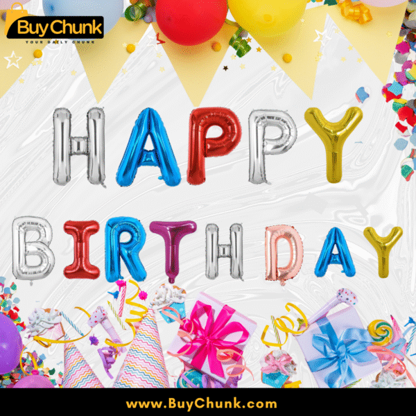 reusable multicolour happy birthday foil balloons set for home celebrations