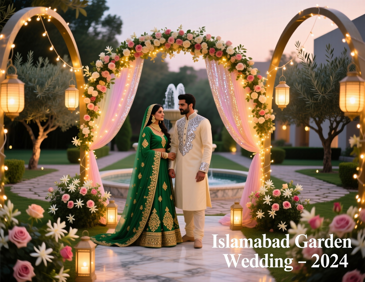 Outdoor garden Wedding Party Decoration Ideas Islamabad 2025 with fairy lights