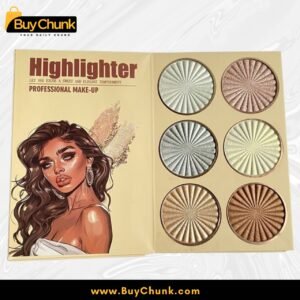 URATM Beauty highlighter palette with six metallic glow shades.