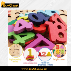 close-up of wooden number pieces for preschool learning in Pakistan