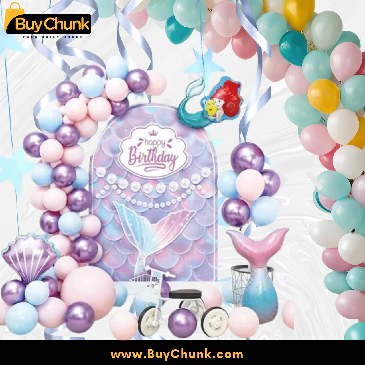 Birthday Theme Decoration Karachi Under 5000: Complete Budget Guide 5 47 Piece Magical Mermaid Birthday Party Theme Set | Magical Under the Sea Party Arch Kit in Pakistan