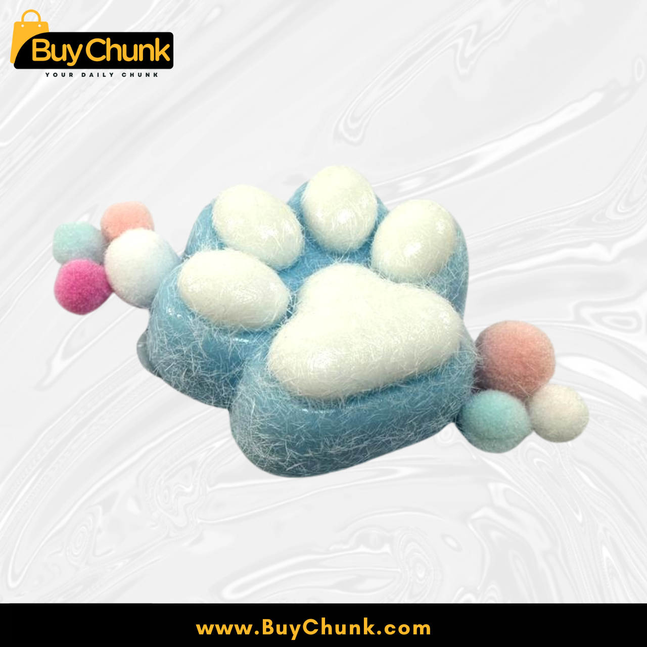 Blue Cat Paw Squishy Toy | Soft Stress Relief Squeeze | Cute Anxiety Soothing Toy 3 blue cat paw squishy toy with friends gift idea set