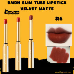 Home 4 DMDN Slim Tube Lipstick Velvet Matte Shade 6 slim gold lipstick in deep brown velvet matte tone
