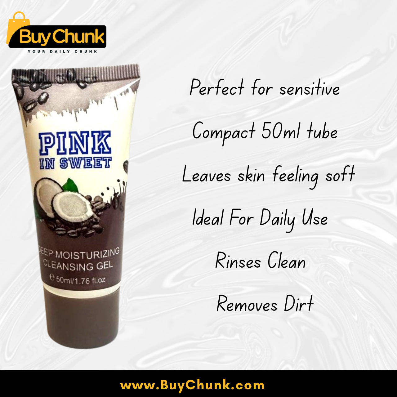 Pink In Sweet 99% Coconut & Coffee Deep Moisturizing Cleansing Gel | Gentle Daily Face Cleanser for All Skin Types 50ml 2 Pink In Sweet 99% Coconut & Coffee Deep Moisturizing Cleansing Gel | Gentle Daily Face Cleanser for All Skin Types 50ml - Image 2