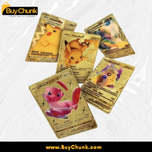 Pokémon golden cards arranged neatly for display