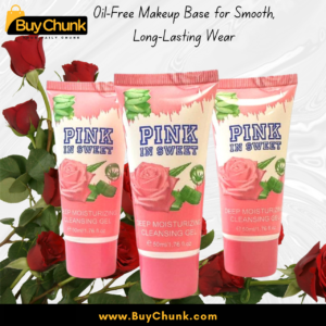Applying cleansing gel gently to wet face