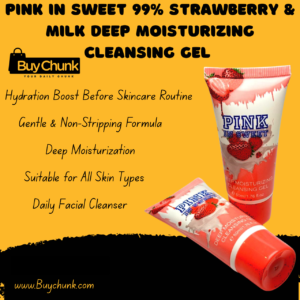Pink In Sweet 99% Strawberry & Milk Deep Moisturizing Cleansing tube front view.