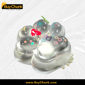 Soft transparent cat paw squishy showing detailed side view.