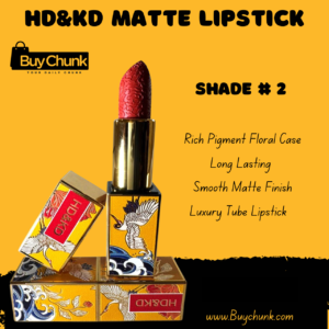 close-up of HD&KD Matte Lipstick Shade 2 showing rich matte pigment