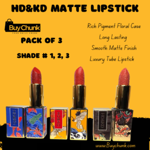 Home 147 HD&KD Matte Lipstick Pack of 3 Shades in elegant packaging