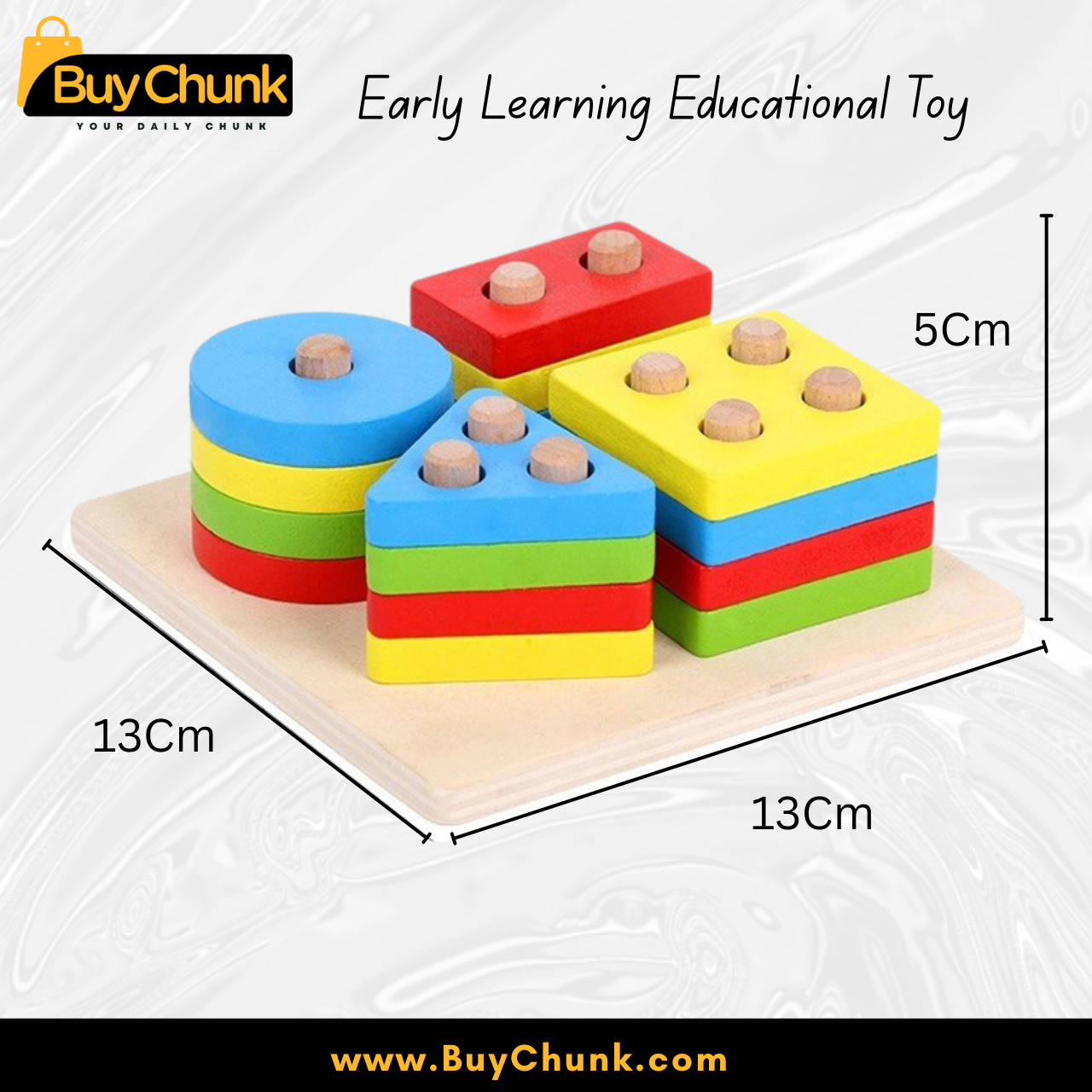 Imported Quality Kids Wooden Geometric Shape Toy | Early Learning Educational Toy | Color & Shape Sorting Educational Board 3 wooden educational toy with geometric blocks for preschoolers