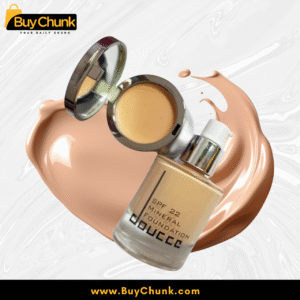 Doucce Mineral Foundation SPF 22 – Shade 22 | USA Made Foundation with Built-in Concealer 9 Doucce SPF 22 foundation open bottle showing concealer and liquid formula.