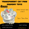 Transparent Cat Paw Squishy Toy. Clear squishy cat paw toy with colourful star confetti.