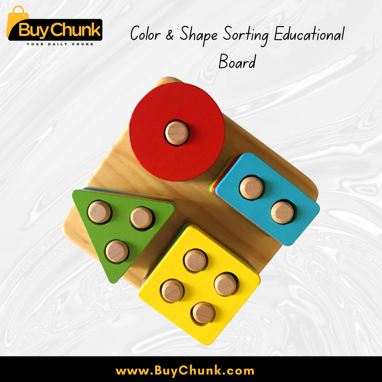 Imported Quality Kids Wooden Geometric Shape Toy | Early Learning Educational Toy | Color & Shape Sorting Educational Board 2 top view of kids wooden geometric shape sorting toy