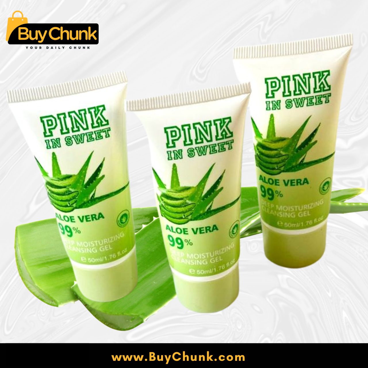 Pink in Sweet 99% Aloe Vera Deep Moisturizing Cleansing Gel | Daily Facial Cleanser, Deep Moisturizing 50ml 3 Pink in Sweet 99% Aloe Vera Deep Moisturizing Cleansing Gel | Daily Facial Cleanser, Deep Moisturizing 50ml - Image 3