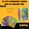 55 pcs multi-colour shiny Pokémon foil trading cards collection