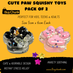 Pack of 2 Cute Paw Squishy Toys in pink and black