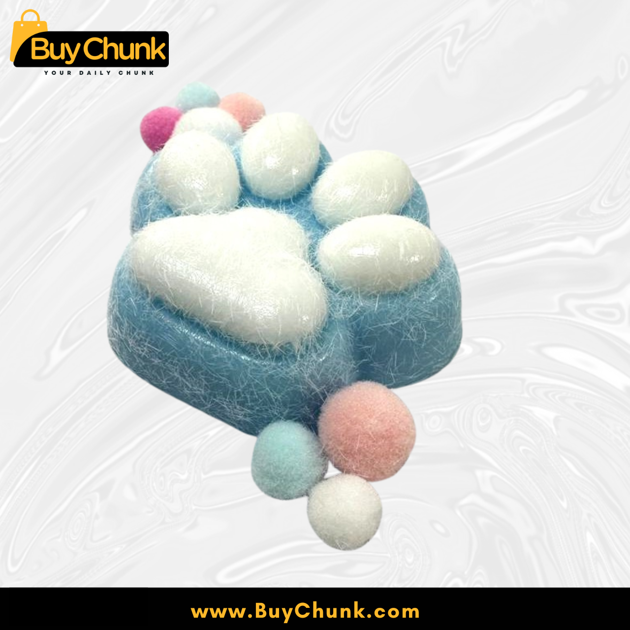 Blue Cat Paw Squishy Toy | Soft Stress Relief Squeeze | Cute Anxiety Soothing Toy 2 holding blue cat paw squishy toy demonstrating size
