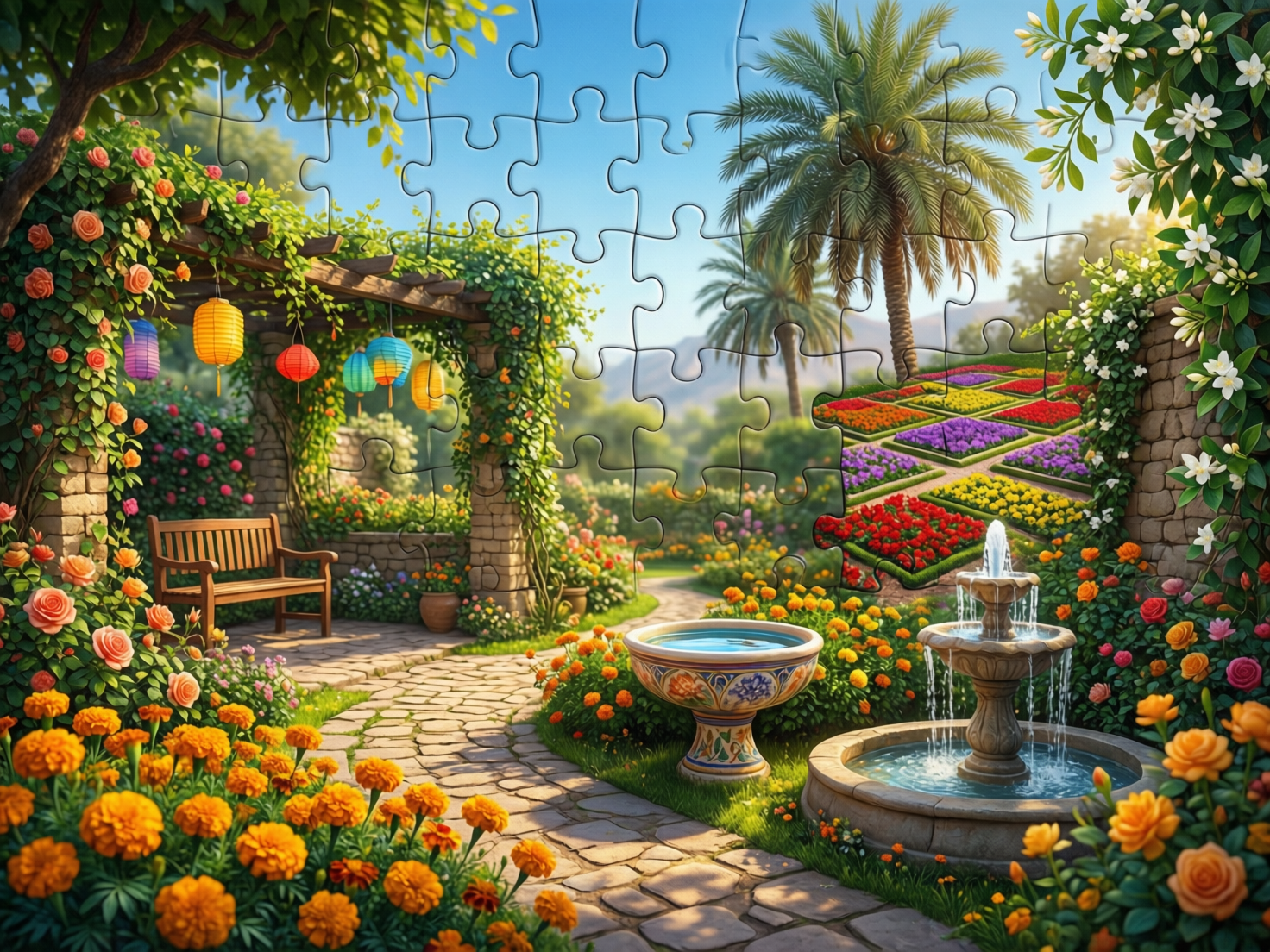 “Family working together on garden jigsaw – Best Board Games for Family Islamabad”