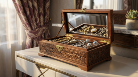 Jewelry Box with Mirror Price in Karachi – wooden and rotating mirror boxes on a dresser
