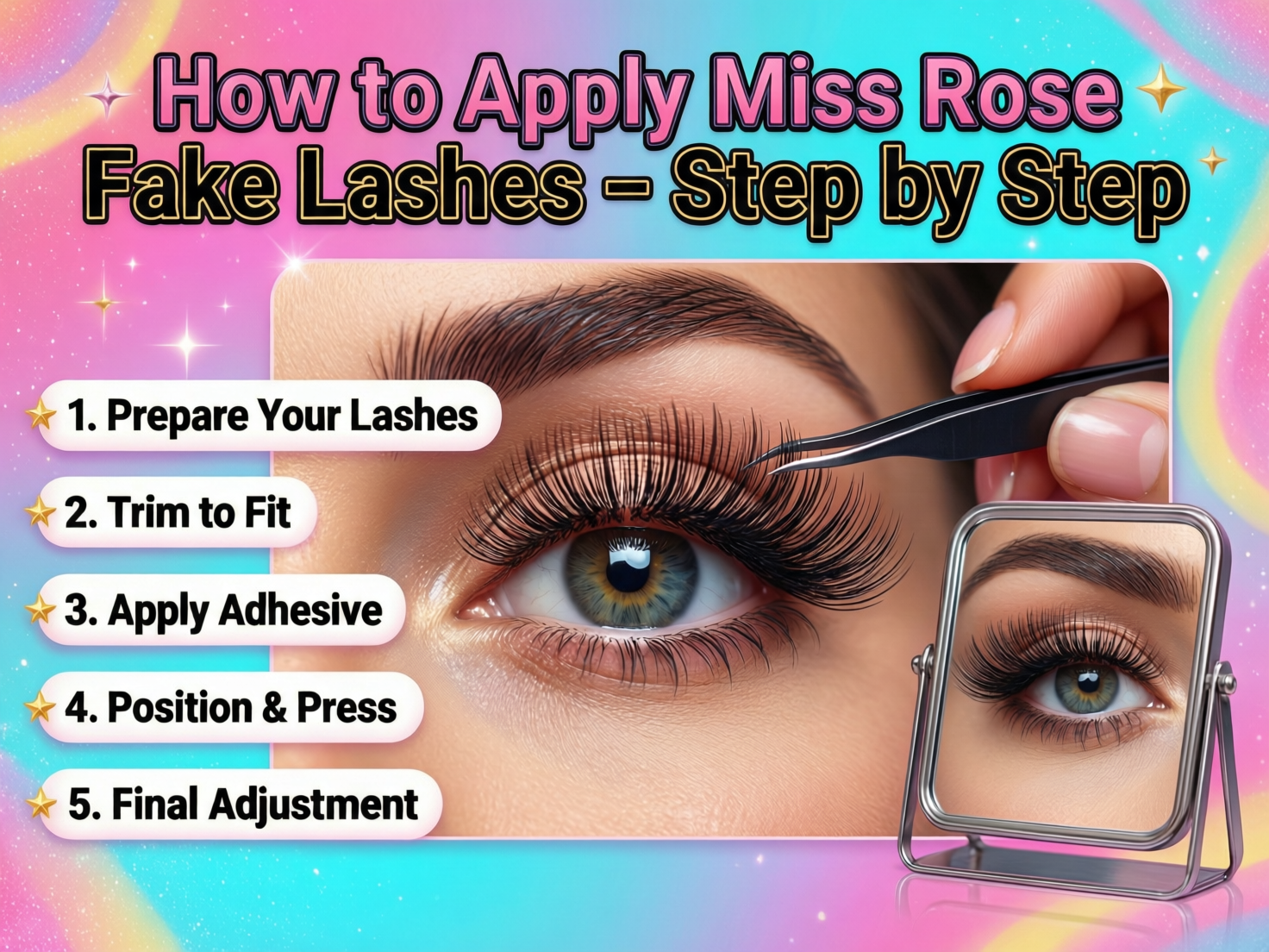 “How to apply Miss Rose fake lashes step by step in Pakistan”