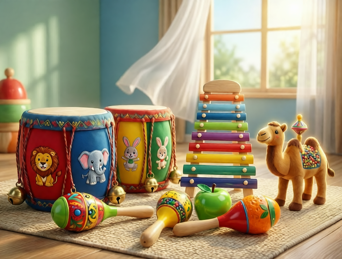 “Safe musical toys for toddlers Karachi Pakistan with soft edges”