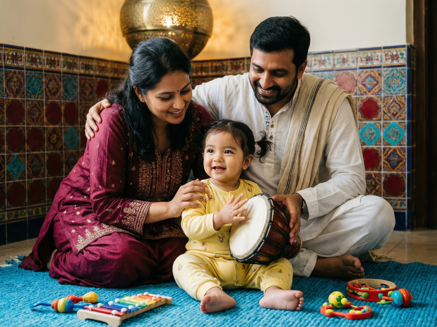 “Pakistani parents using musical toys for toddlers at home”