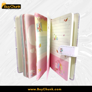 Closed diary showing secure metal lock and cute cover.
